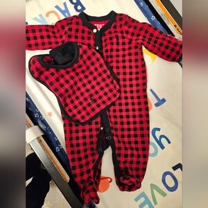 Ralph Lauren Red and Black Plaid One Piece w/ Bib